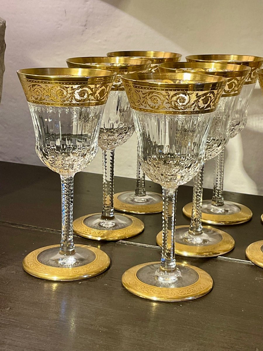 . Thistle Or. Saint Louis. 12 Verres à Vin Blanc. -photo-3