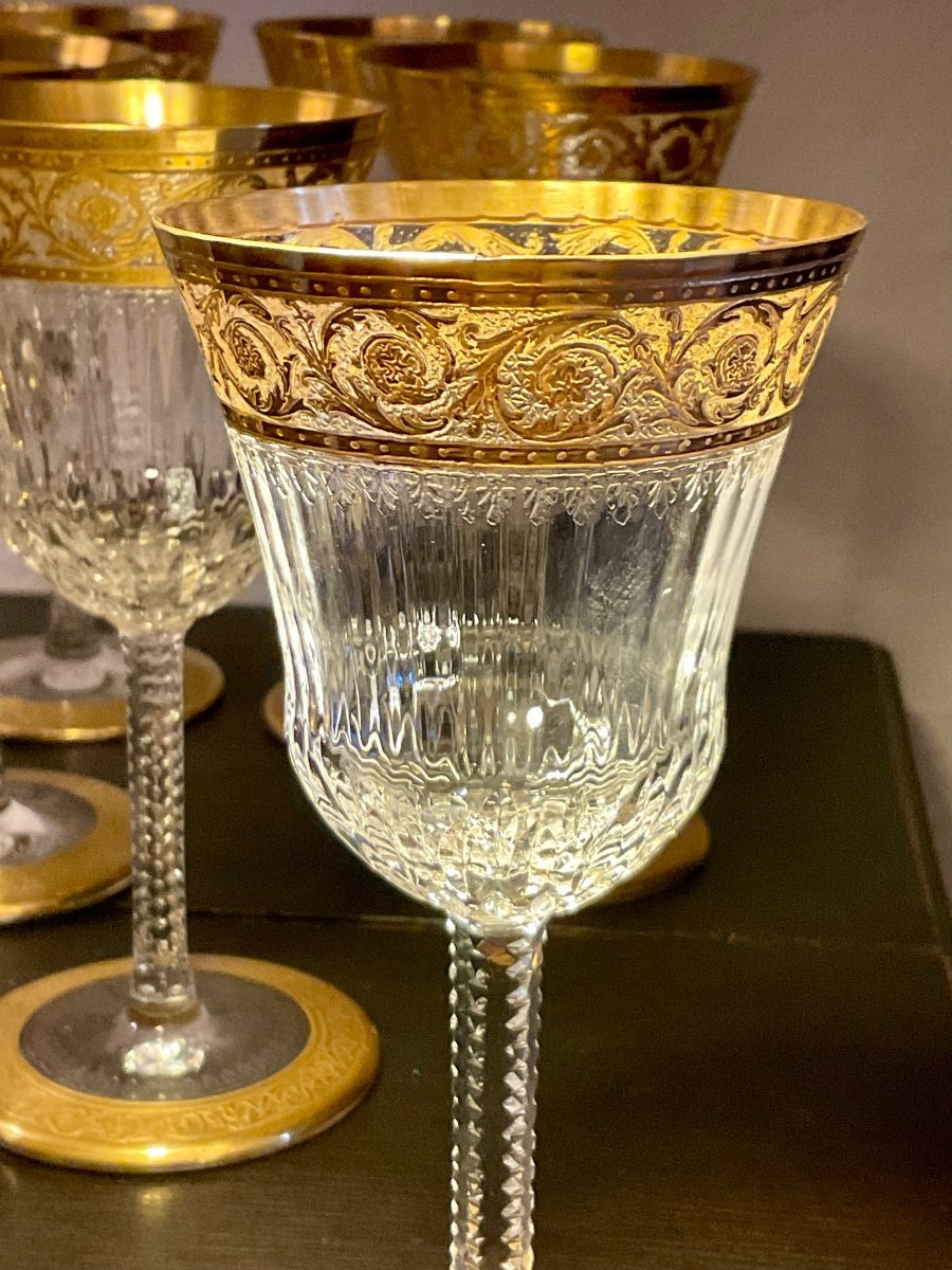 . Thistle Or. Saint Louis. 12 Verres à Vin Blanc. -photo-4