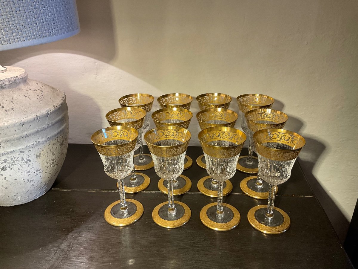 . Thistle Or. Saint Louis. 12 Verres à Vin Blanc. -photo-2