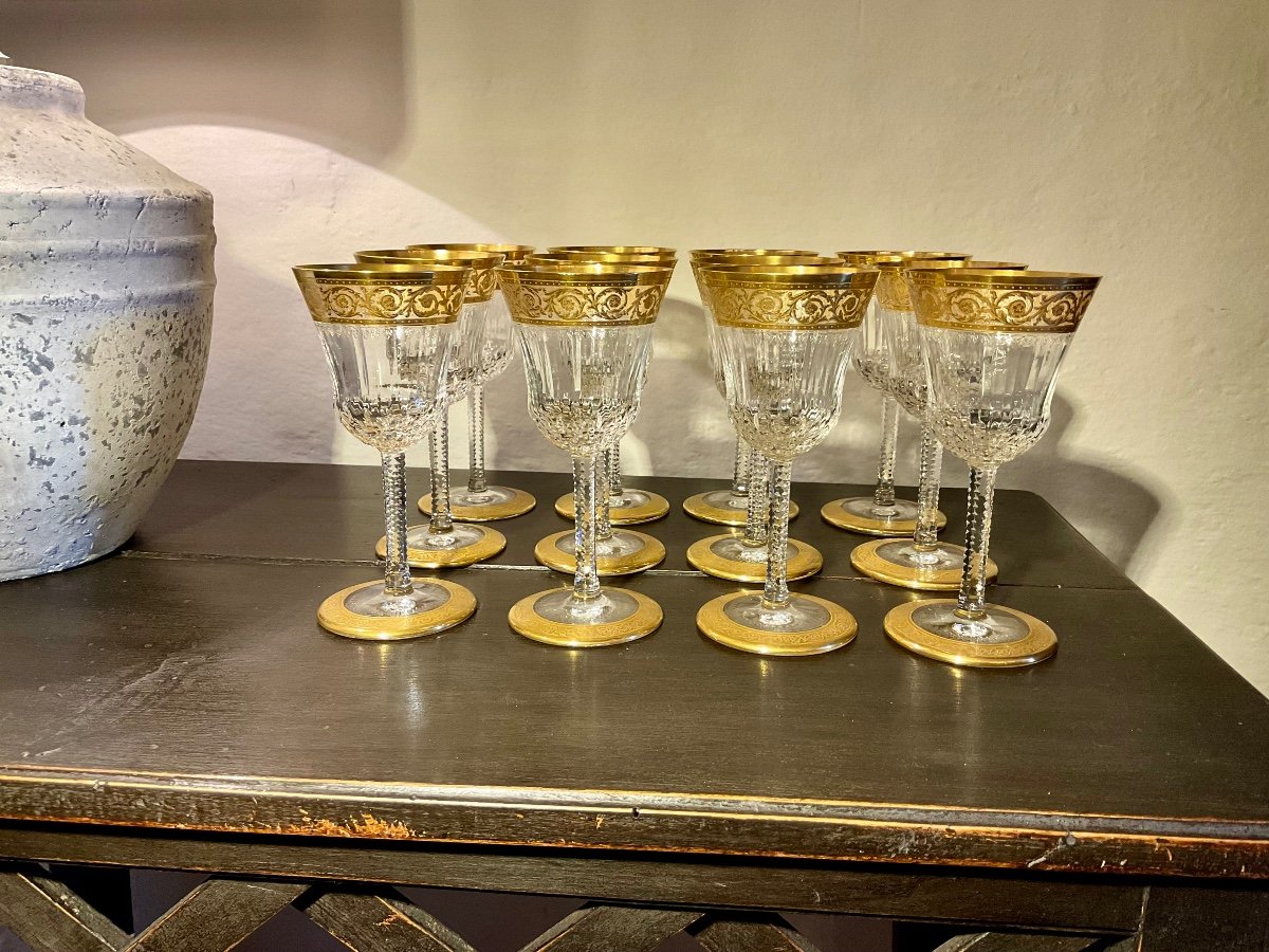 . Thistle Or. Saint Louis. 12 Verres à Vin Blanc. -photo-3