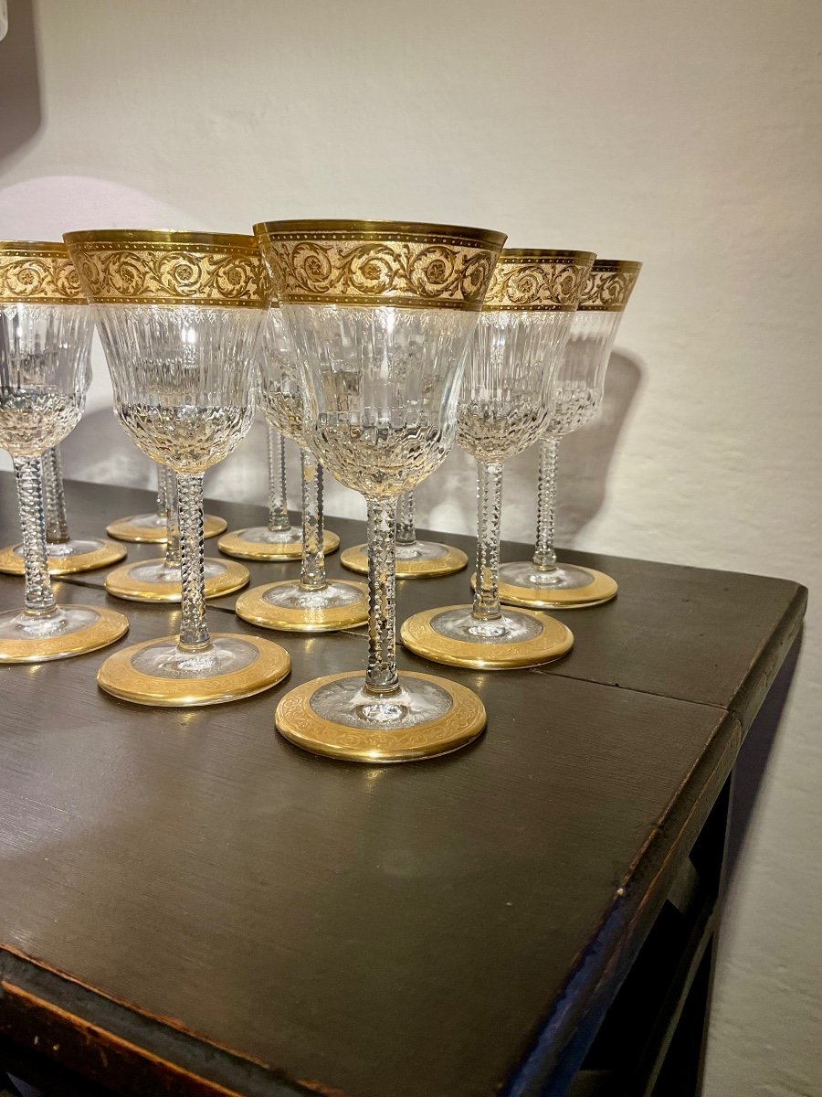 . Thistle Or. Saint Louis. 12 Verres à Vin Blanc. -photo-6