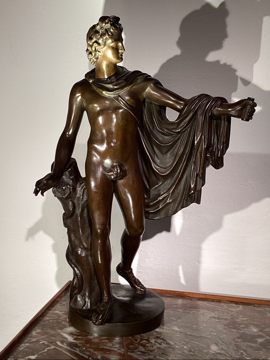 Apollon Du Belvédère . Bronze à Patine Brune. -photo-3