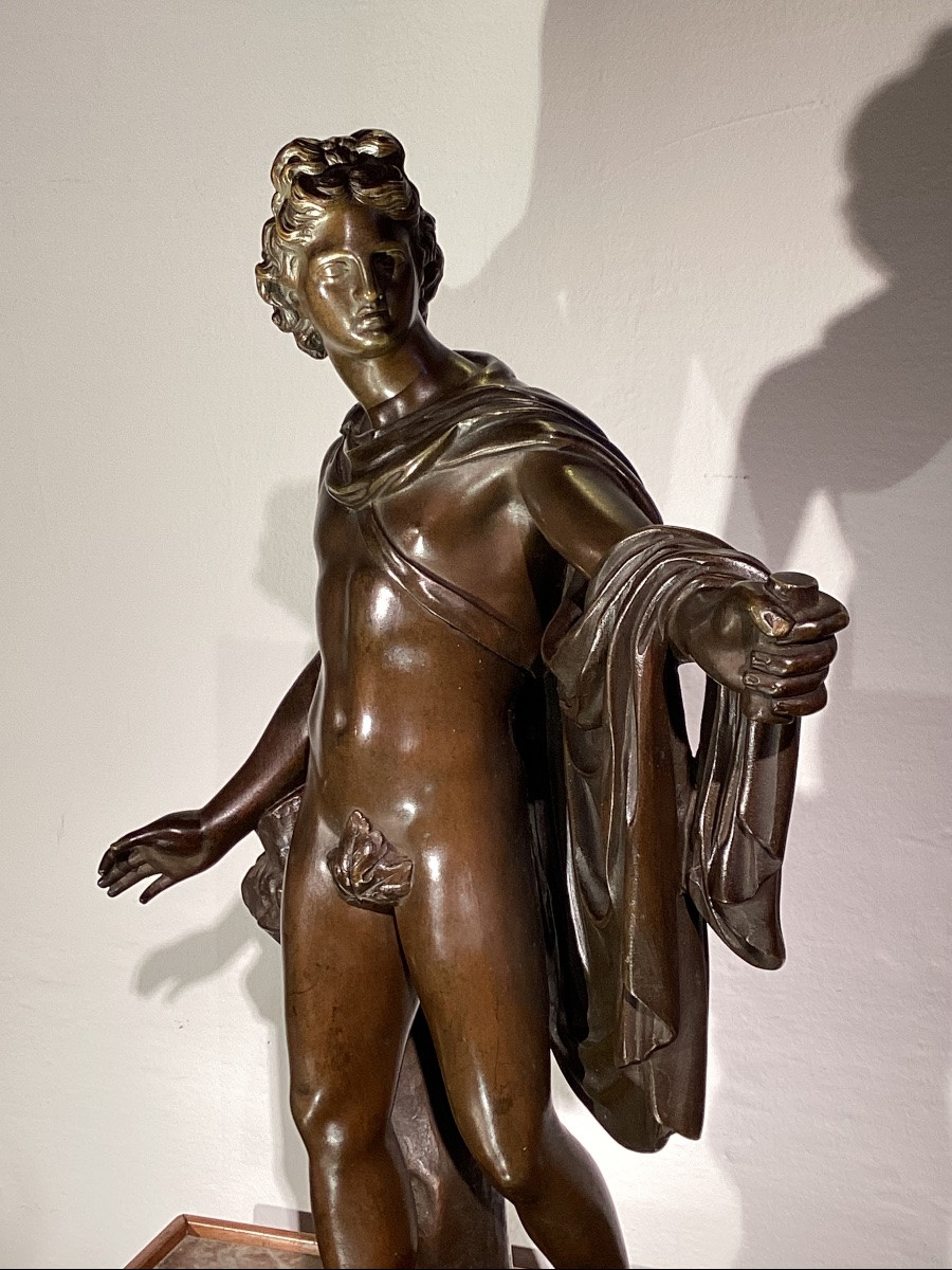 Apollon Du Belvédère . Bronze à Patine Brune. -photo-3