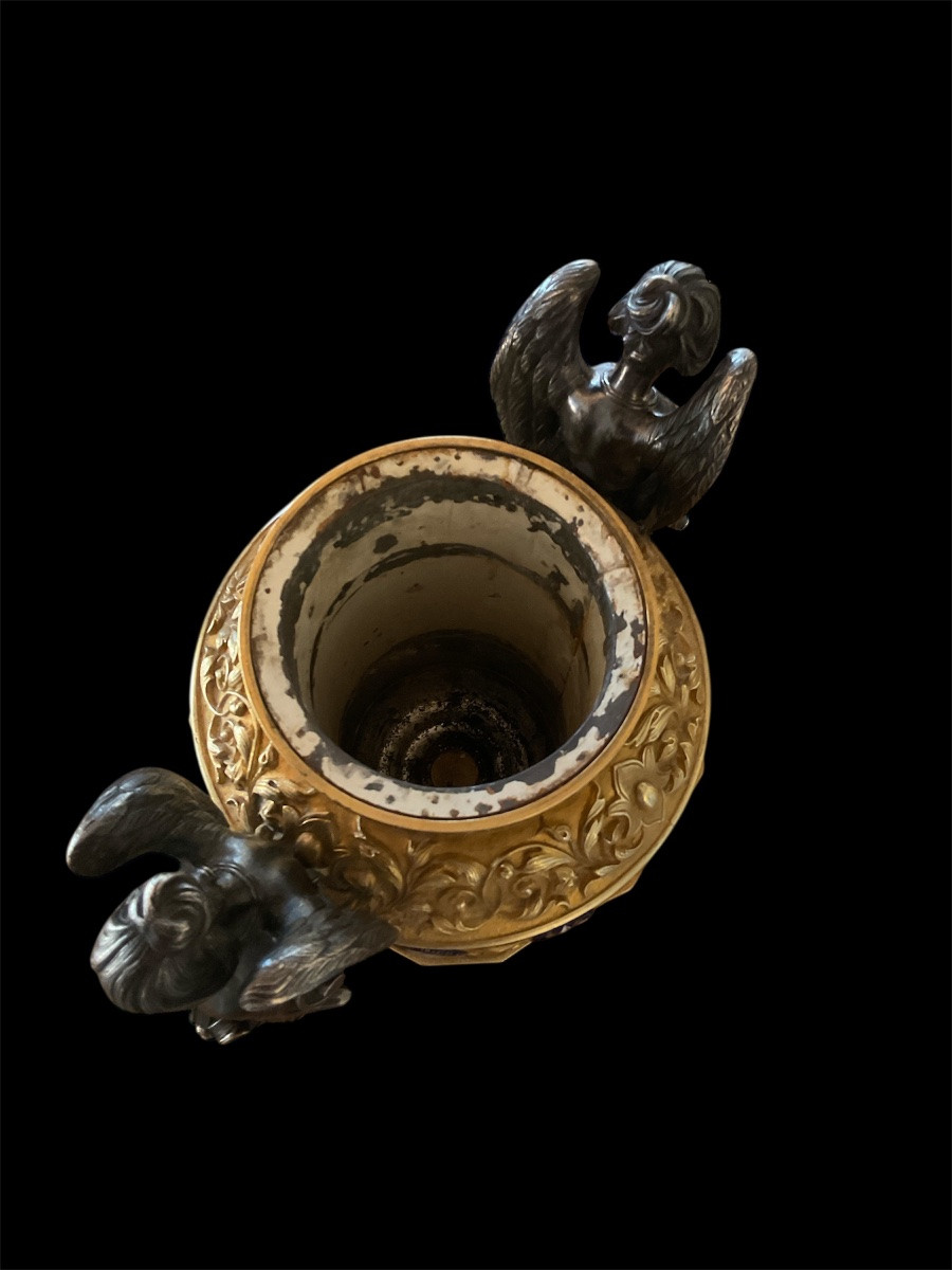 Pair Of Gilt Bronze And Porcelain Lamps. Napoleon III Period-photo-5