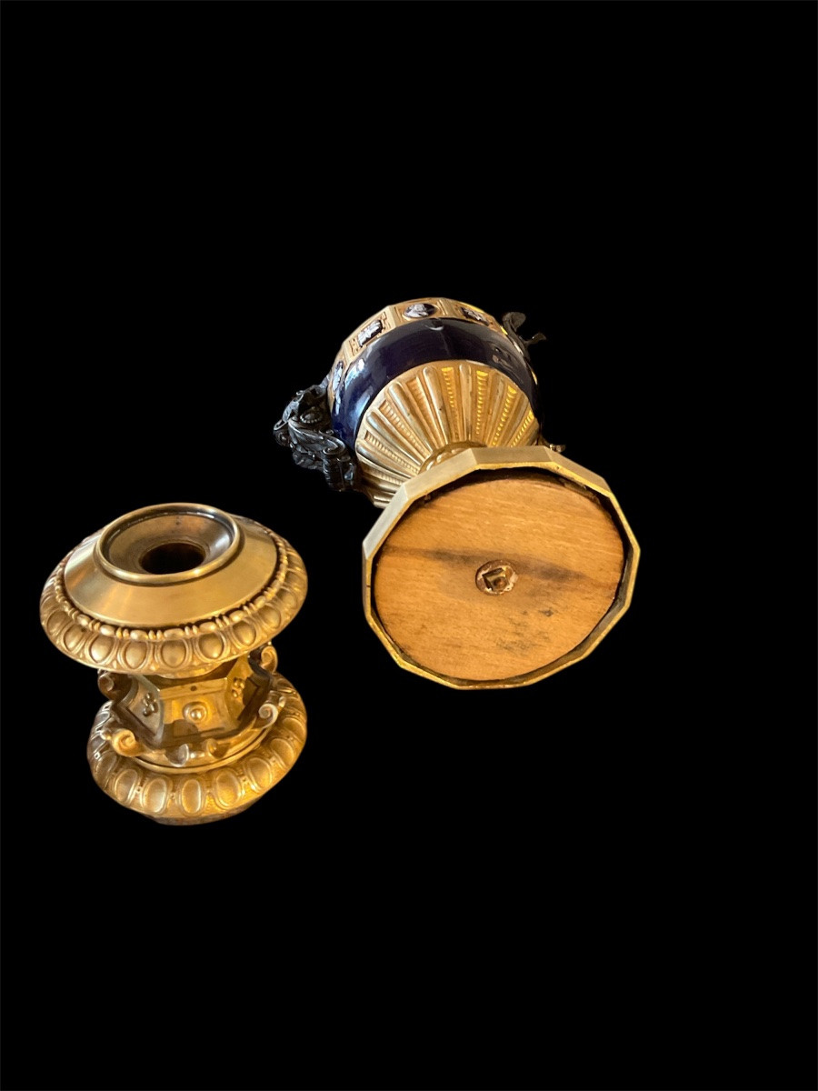 Pair Of Gilt Bronze And Porcelain Lamps. Napoleon III Period-photo-7