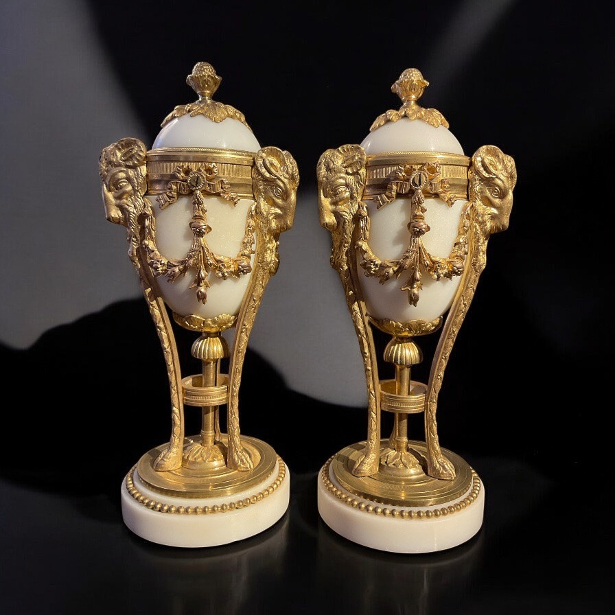 Pair Of Marble And Gilt Bronze Cassolettes-photo-3