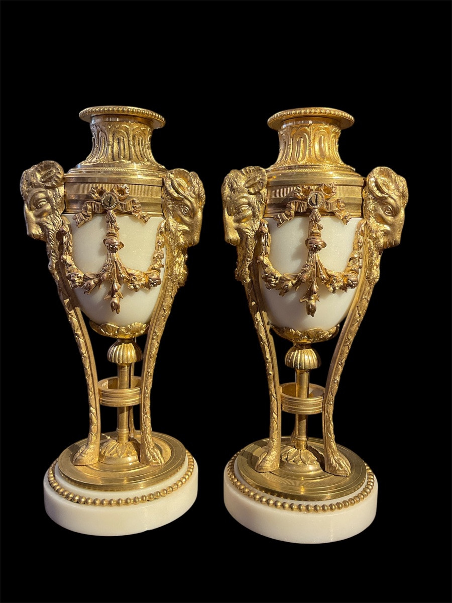 Pair Of Marble And Gilt Bronze Cassolettes-photo-4