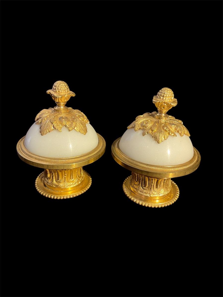 Pair Of Marble And Gilt Bronze Cassolettes-photo-7