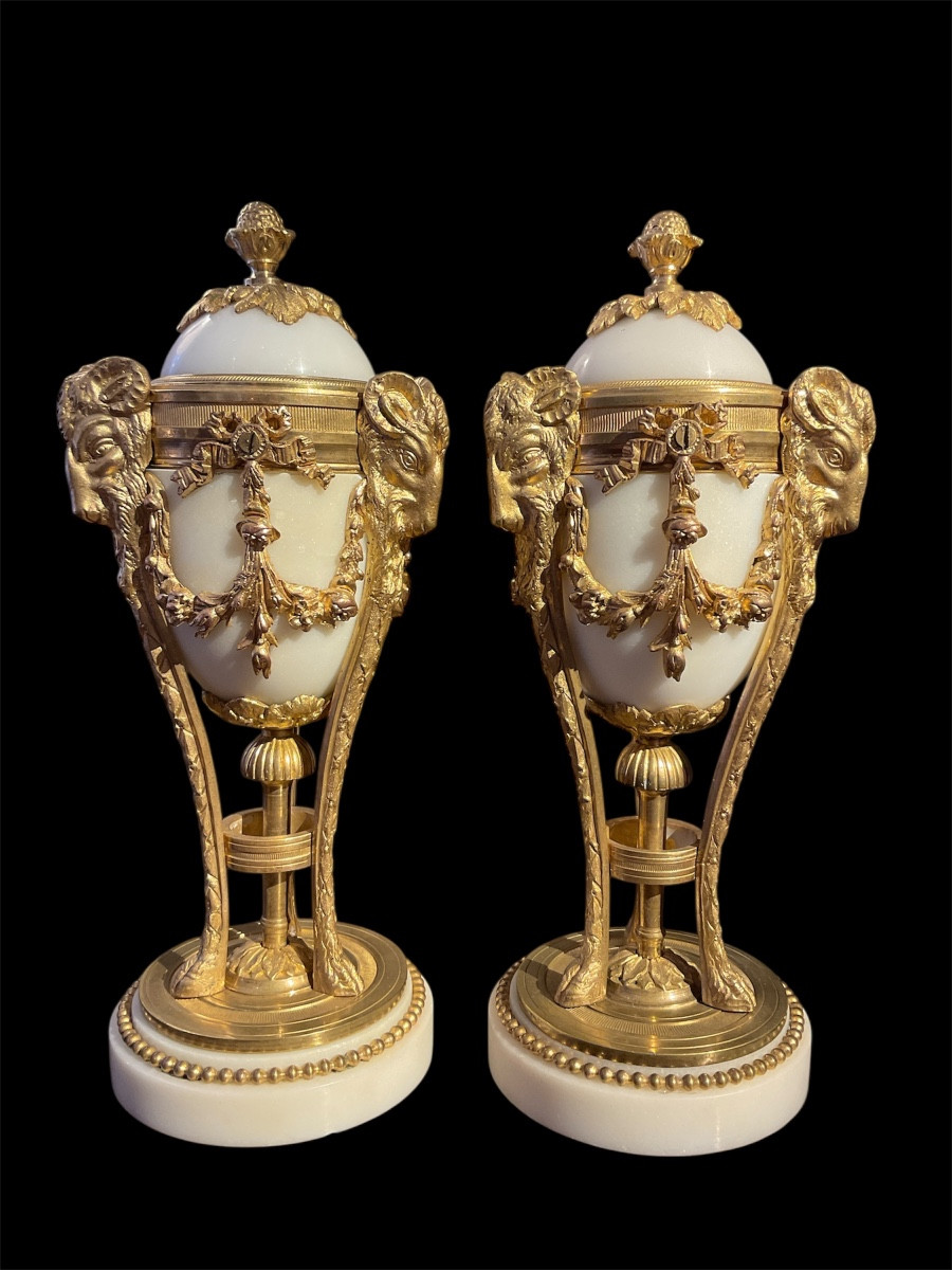 Pair Of Marble And Gilt Bronze Cassolettes