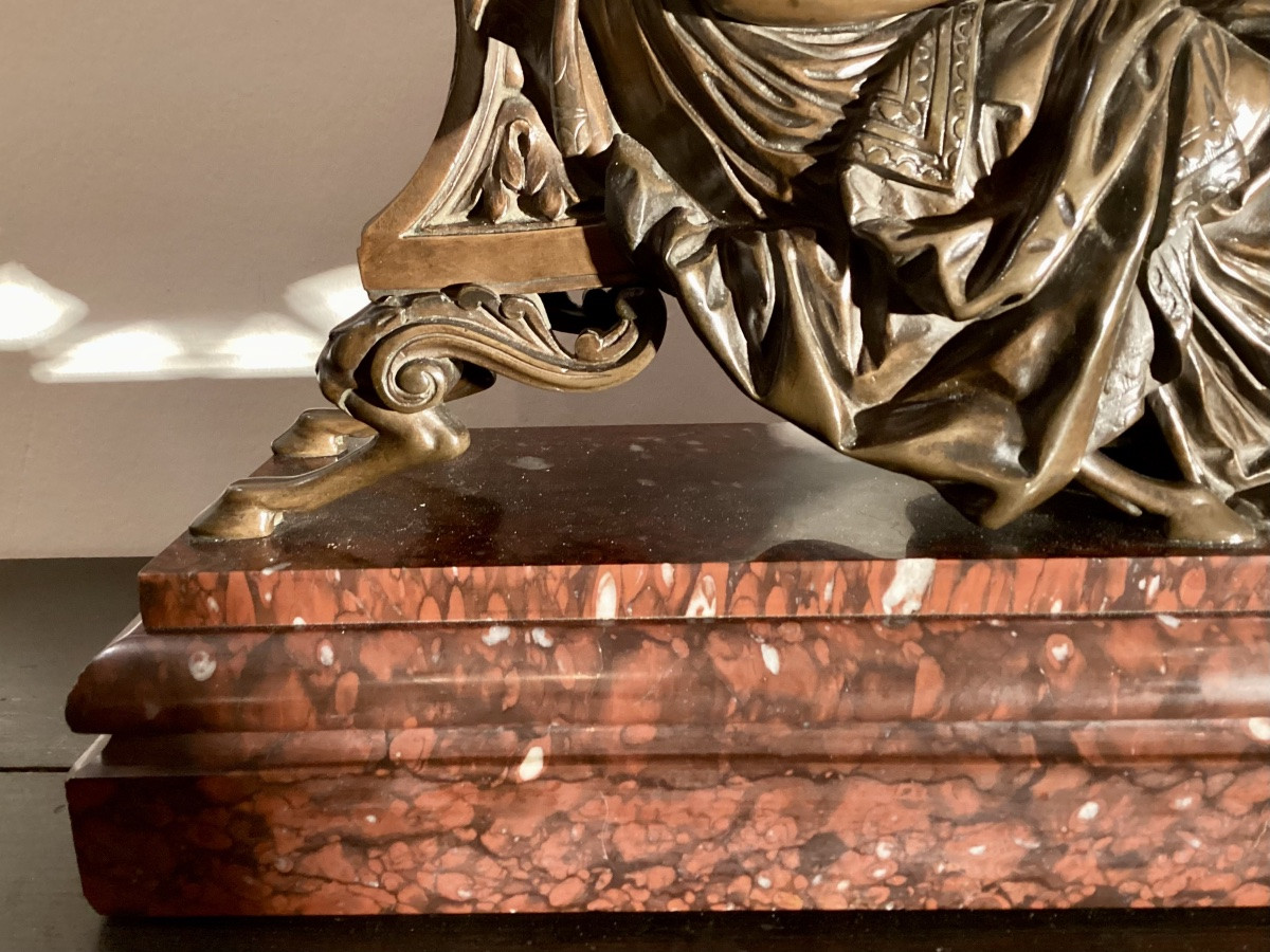 Bronze By Mathurin Moreau (1822-1912), Woman Reading.-photo-3