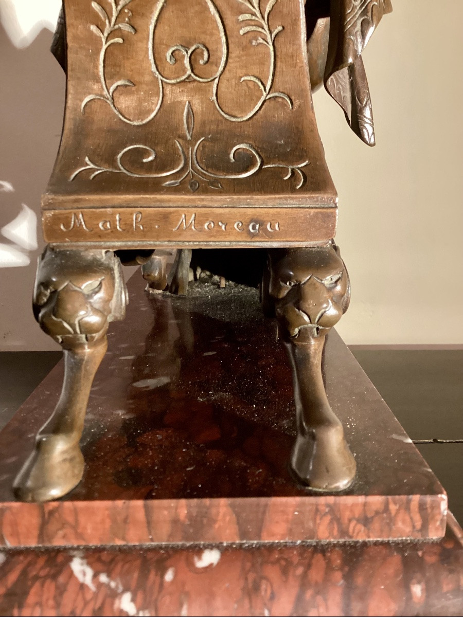 Bronze By Mathurin Moreau (1822-1912), Woman Reading.-photo-4