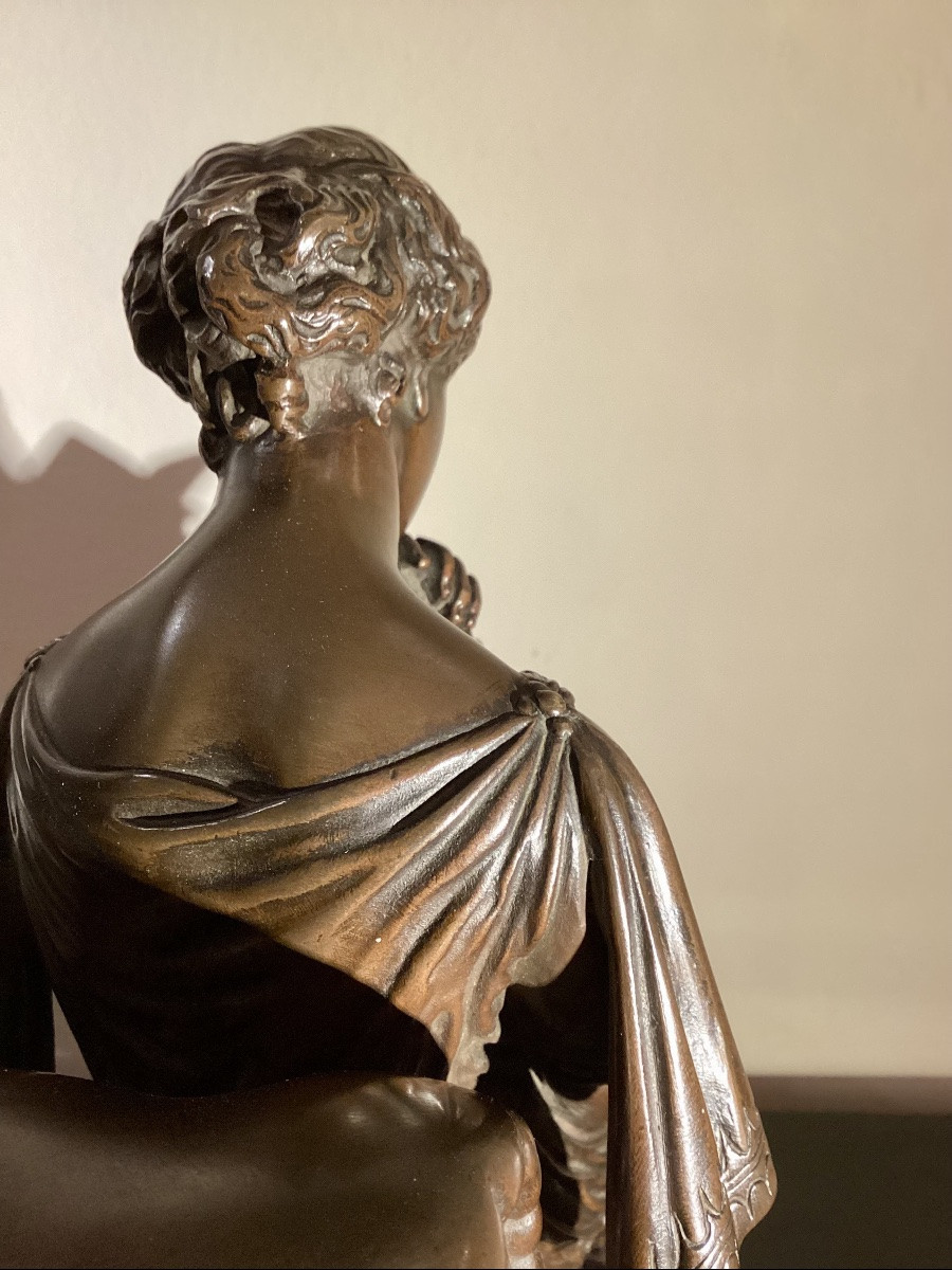 Bronze By Mathurin Moreau (1822-1912), Woman Reading.-photo-5
