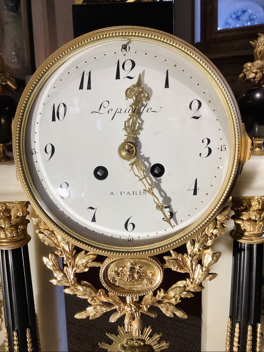 Large Louis XVI Style Portico Clock, 19th Century. "lepaute, In Paris".-photo-3