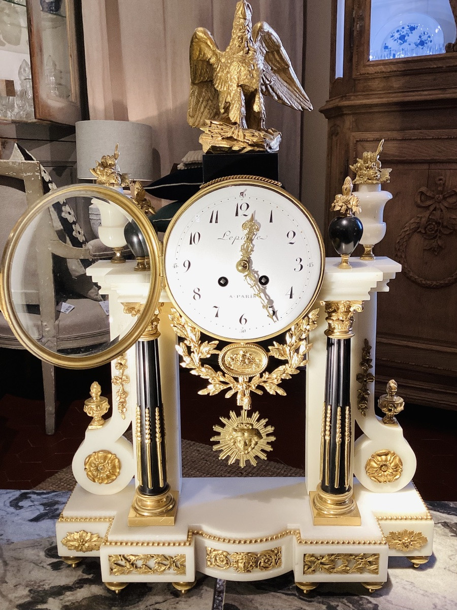 Large Louis XVI Style Portico Clock, 19th Century. "lepaute, In Paris".-photo-1