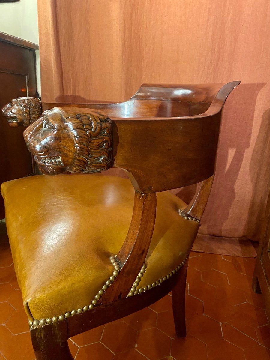 Fauteuil De Bureau Empire Aux « têtes De Lions »-photo-5