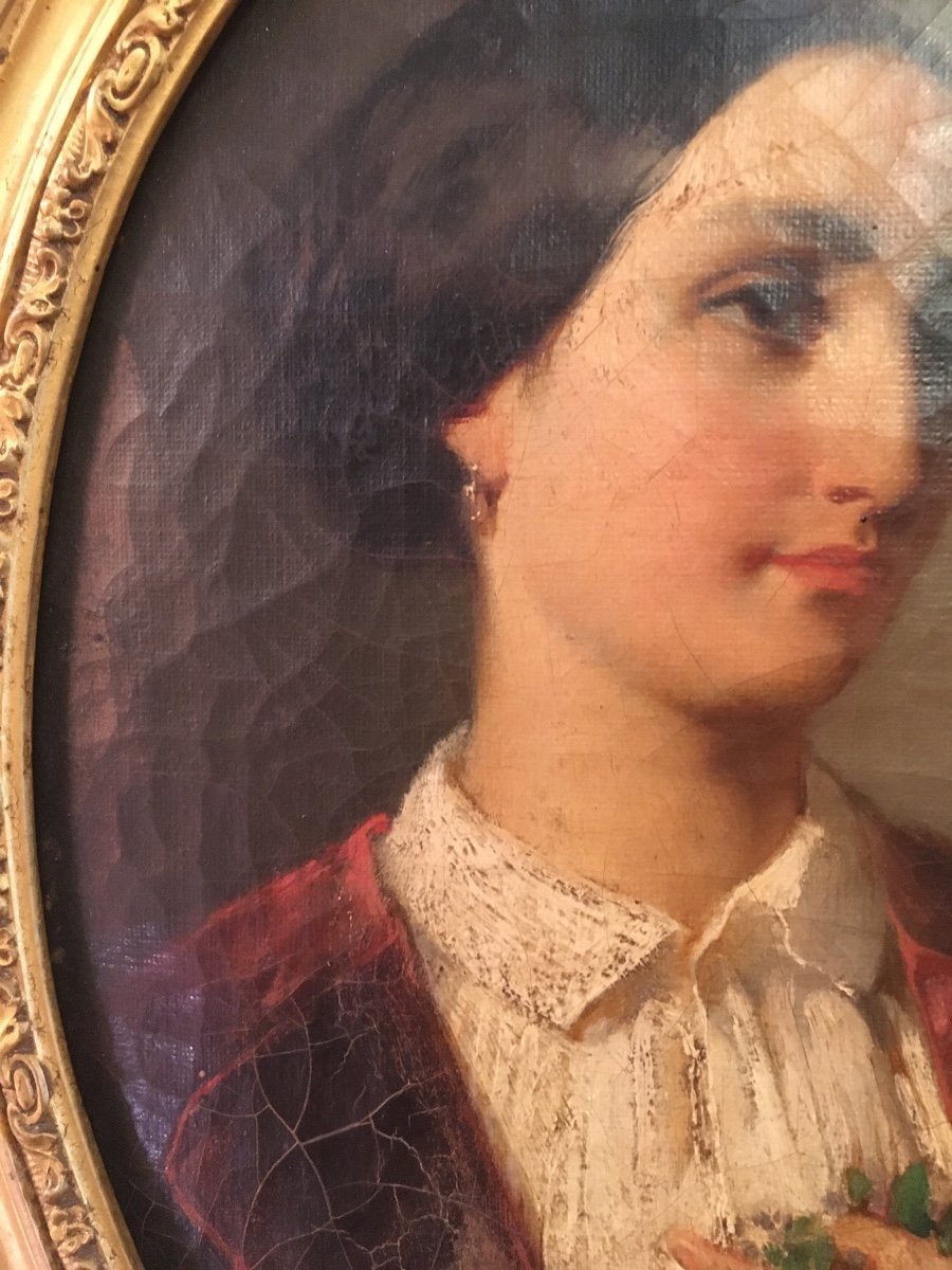 Tony Faivre (1830-1905), Portrait De Jeune Femme.-photo-2