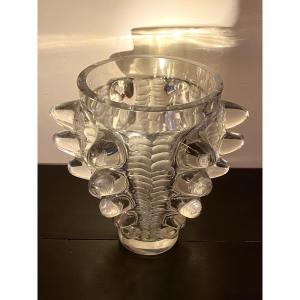 Marc Lalique. Paimpol Vase In White Crystal.