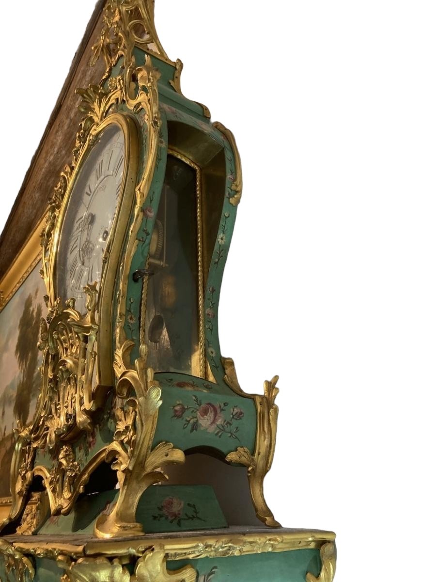 Cartel And Its Louis XV Console “vernis Martin”. Nicolas Potier & J Jollain. XVIII° Century-photo-6