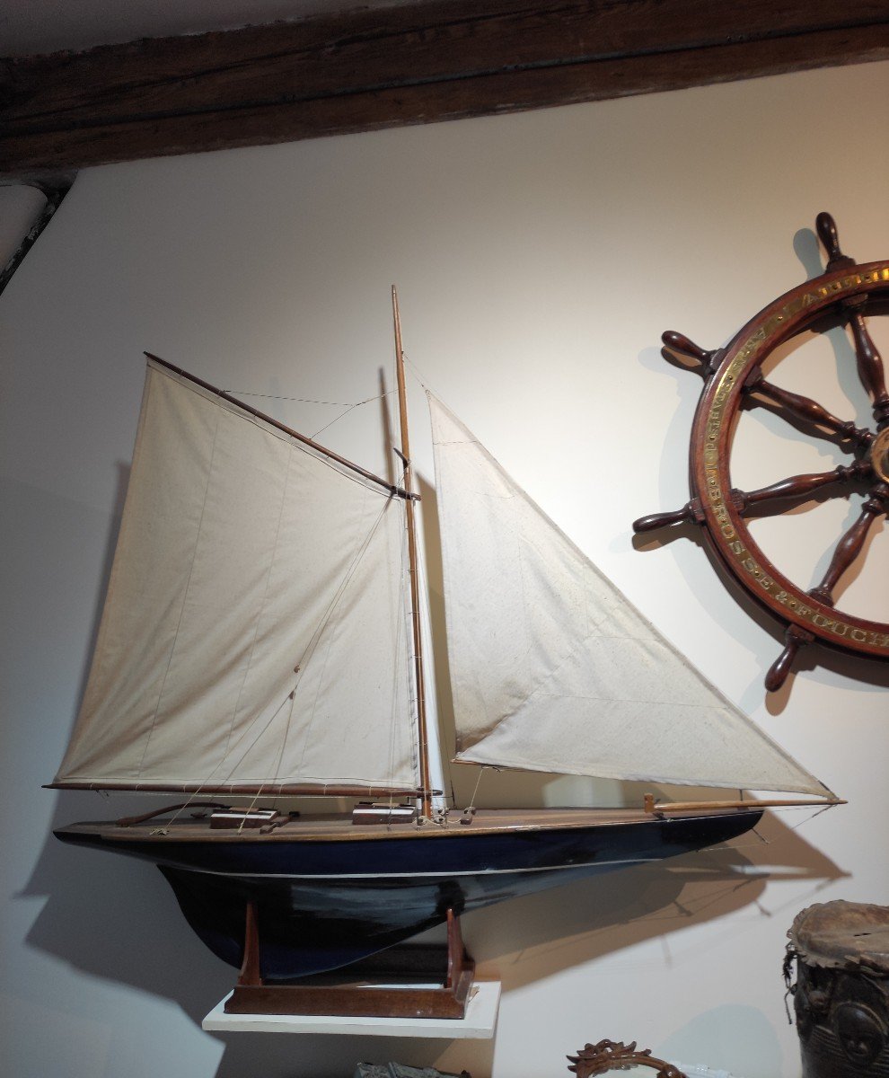 12m I.d. Large Wooden Sailboat Model. 132 X 150 Cm. 1st Half Of The 20th Century.-photo-2