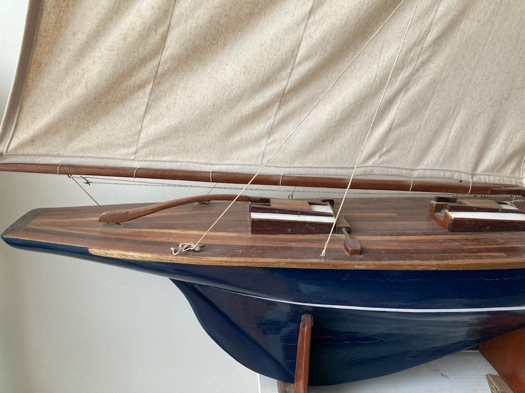 12m I.d. Large Wooden Sailboat Model. 132 X 150 Cm. 1st Half Of The 20th Century.-photo-4