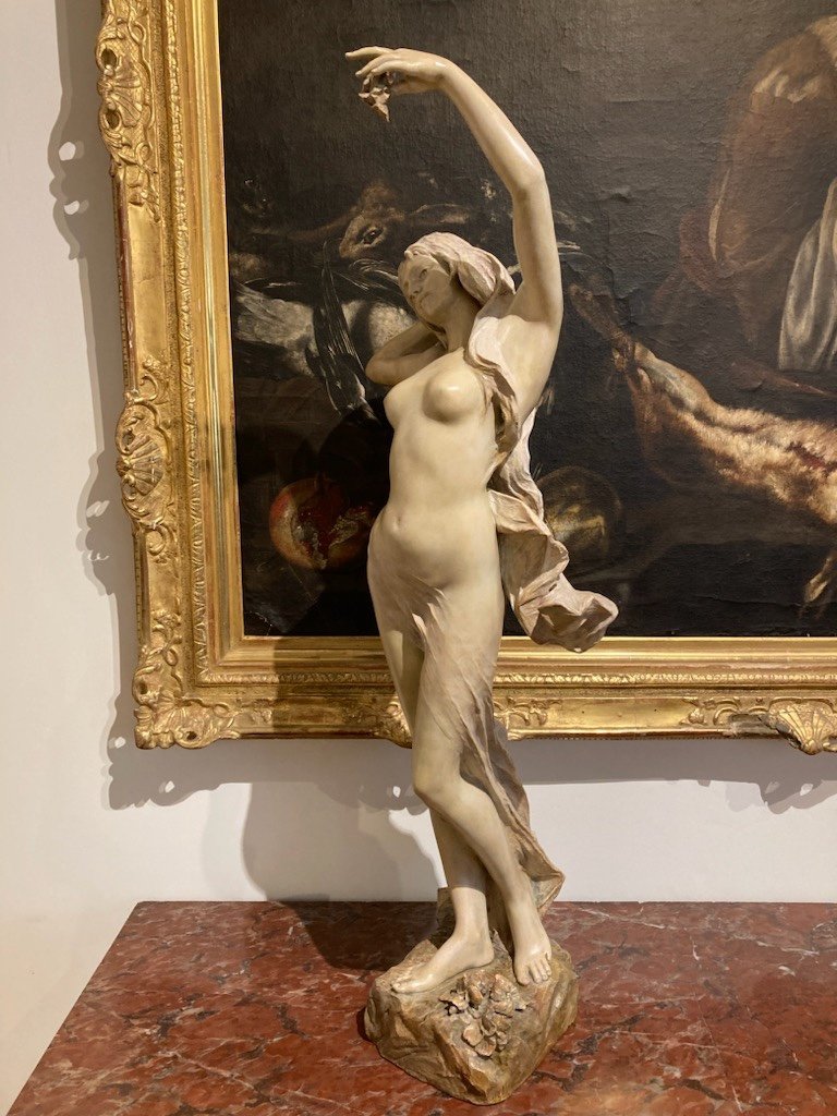 Thérèse Peltier. Sculpt & F Goldscheider. Le Printemps Terre Cuite. Art Nouveau. H 114-photo-3