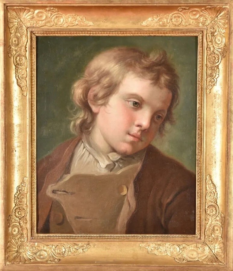 Lepicie Nicolas-bernard (attributed To) 1735-1784. Oil On Canvas. Portrait Of Young Boy.-photo-2