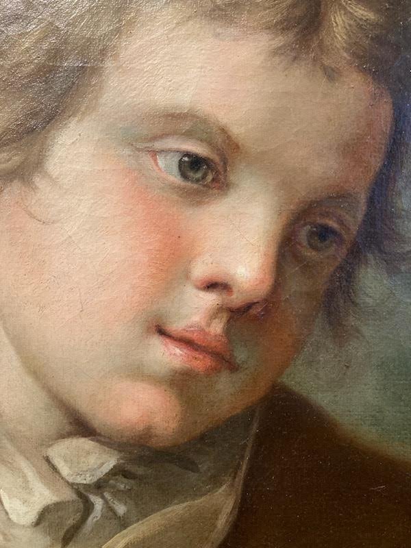 Lepicie Nicolas-bernard (attributed To) 1735-1784. Oil On Canvas. Portrait Of Young Boy.-photo-1