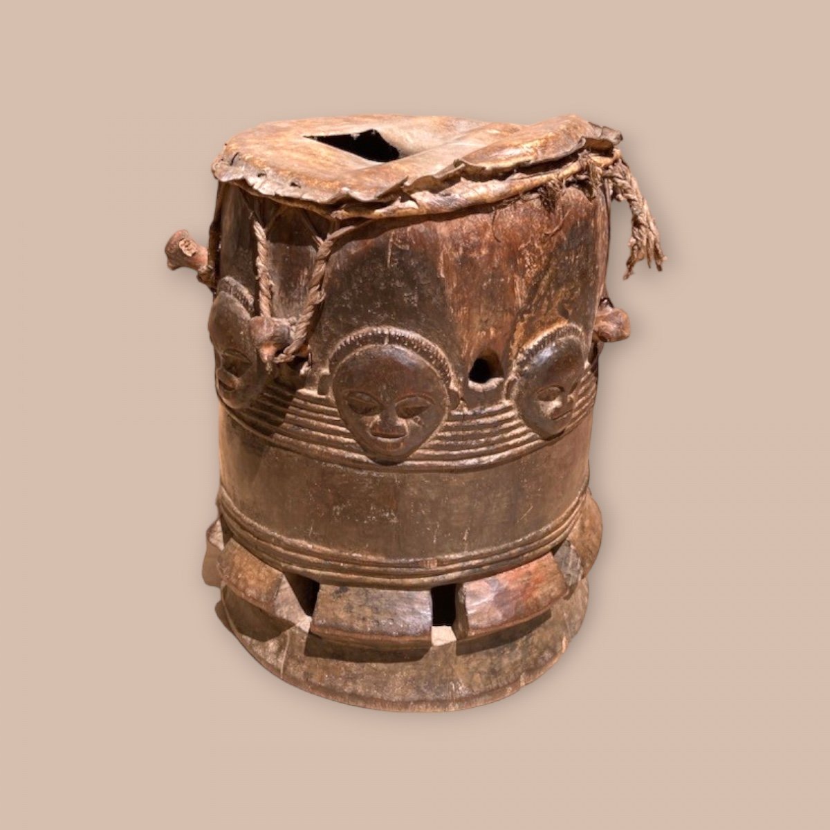 Baoule Drum. Monoxyl. Ivory Coast. Early 20th Century.-photo-3