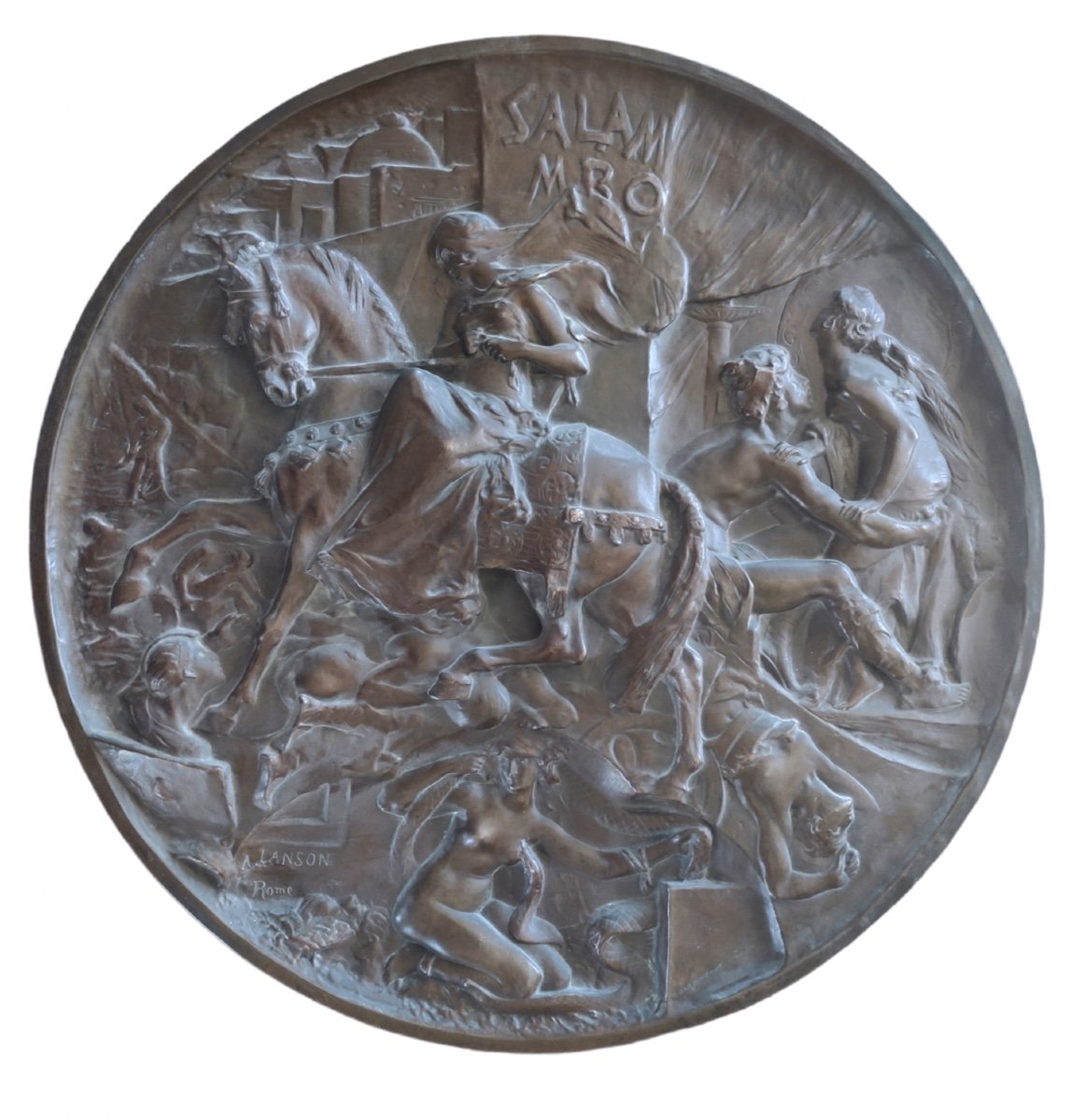 Bas Relief Salammbô. Bronze Signé A . Lanson ( 1851 - 1898) Ferdinand Barbedienne . Orientalisme 62 cm