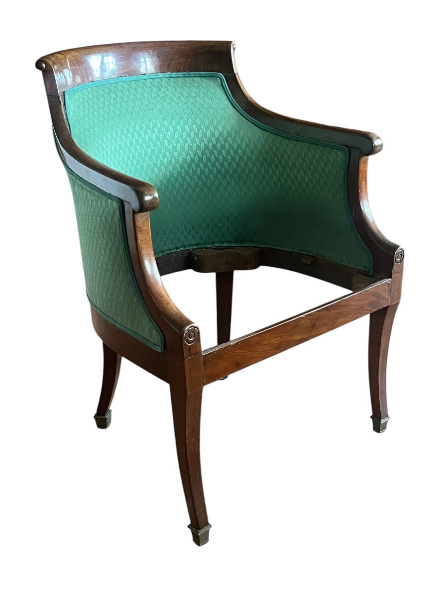Empire Office Chair. Mahogany And Mahogany Veneer.  XIX Century-photo-2