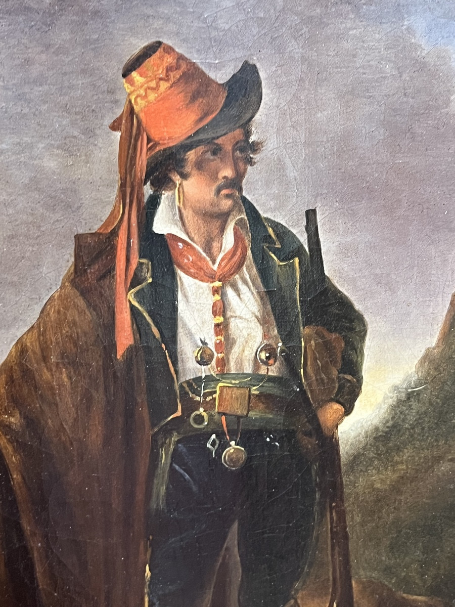 After Michalon's Mazzochi. Framed Oil On Canvas Signed Clementine 1831. 34.7 X 25 Cm