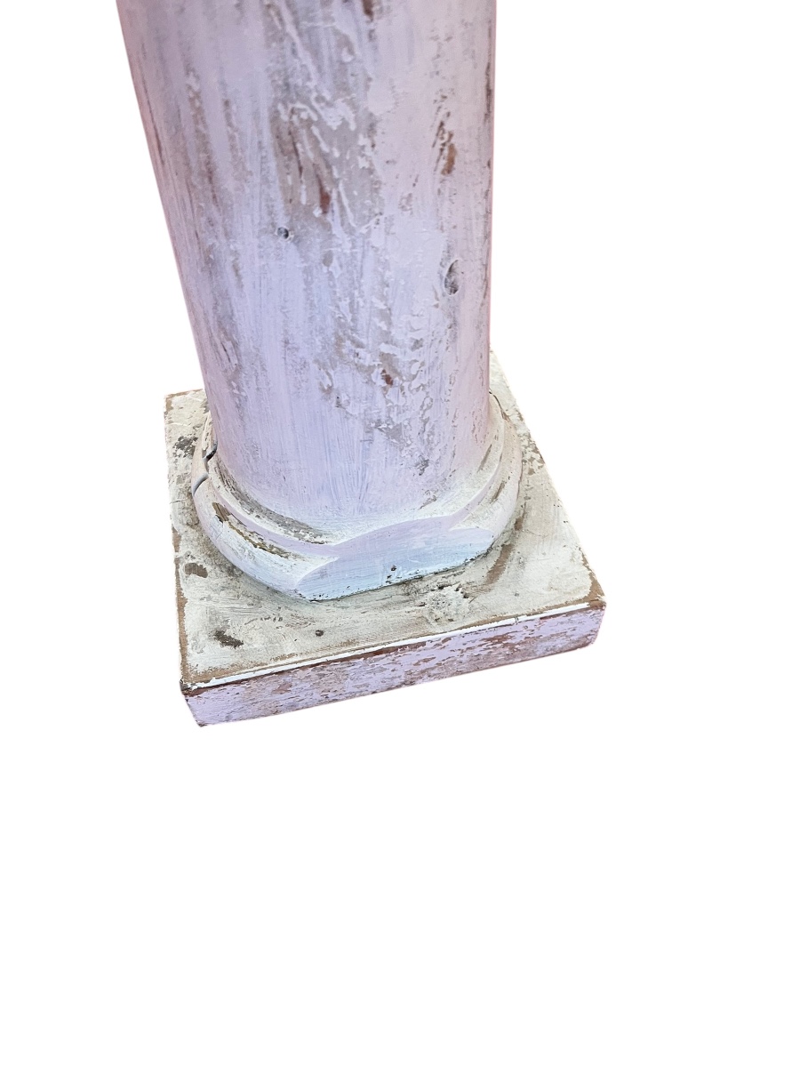 Colonne dorique en sapin patine blanche H 60,5 cm-photo-3