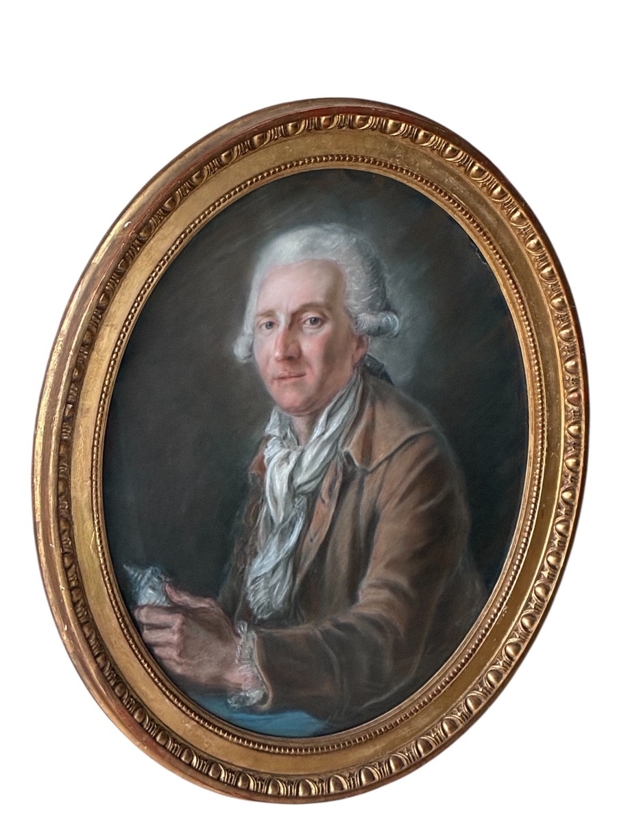 Portrait Of A Man With A Seashell. Naturalist. Pastel On Vellum. Last Third Of The 18th Century.-photo-3