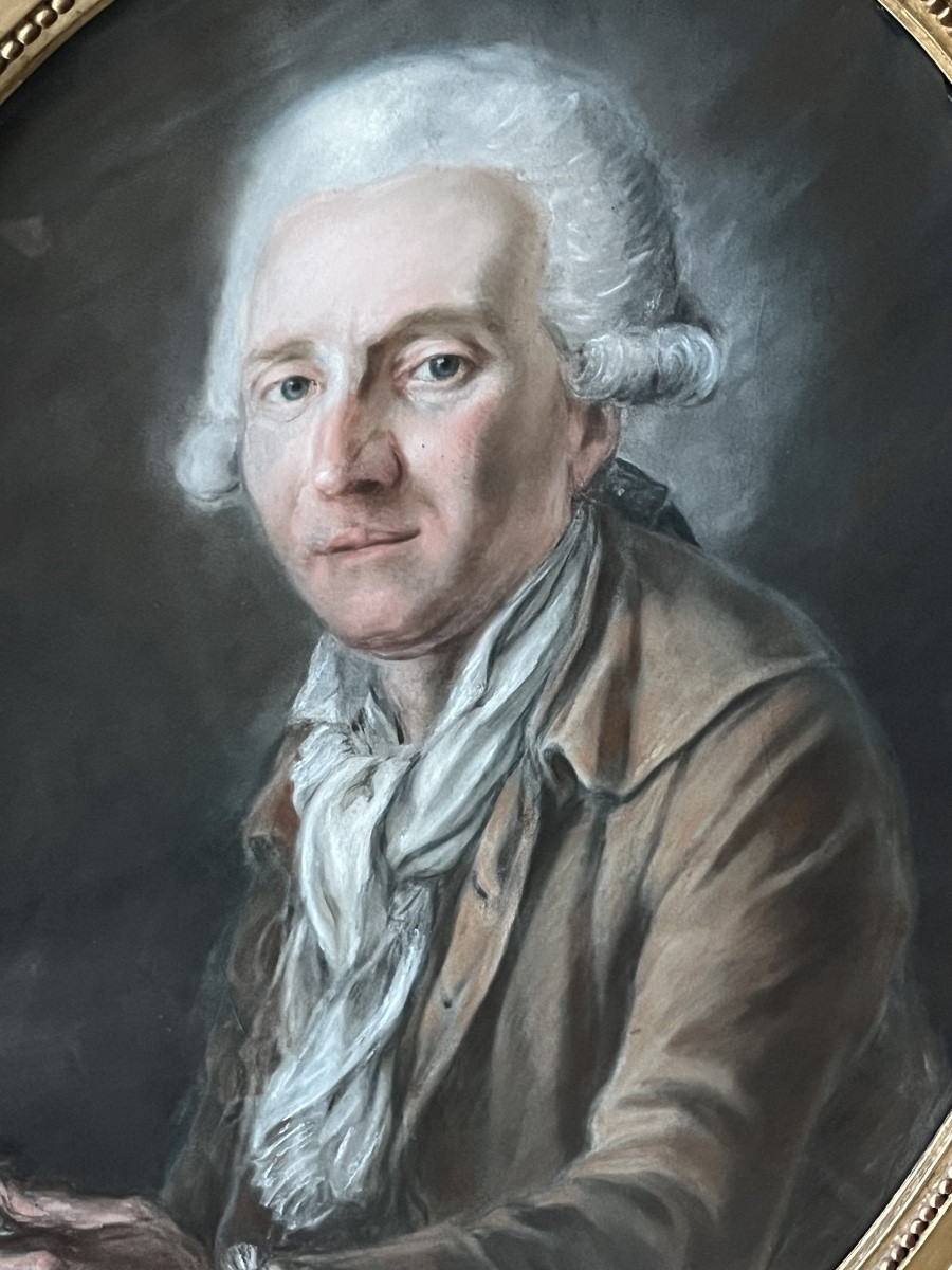 Portrait Of A Man With A Seashell. Naturalist. Pastel On Vellum. Last Third Of The 18th Century.-photo-1