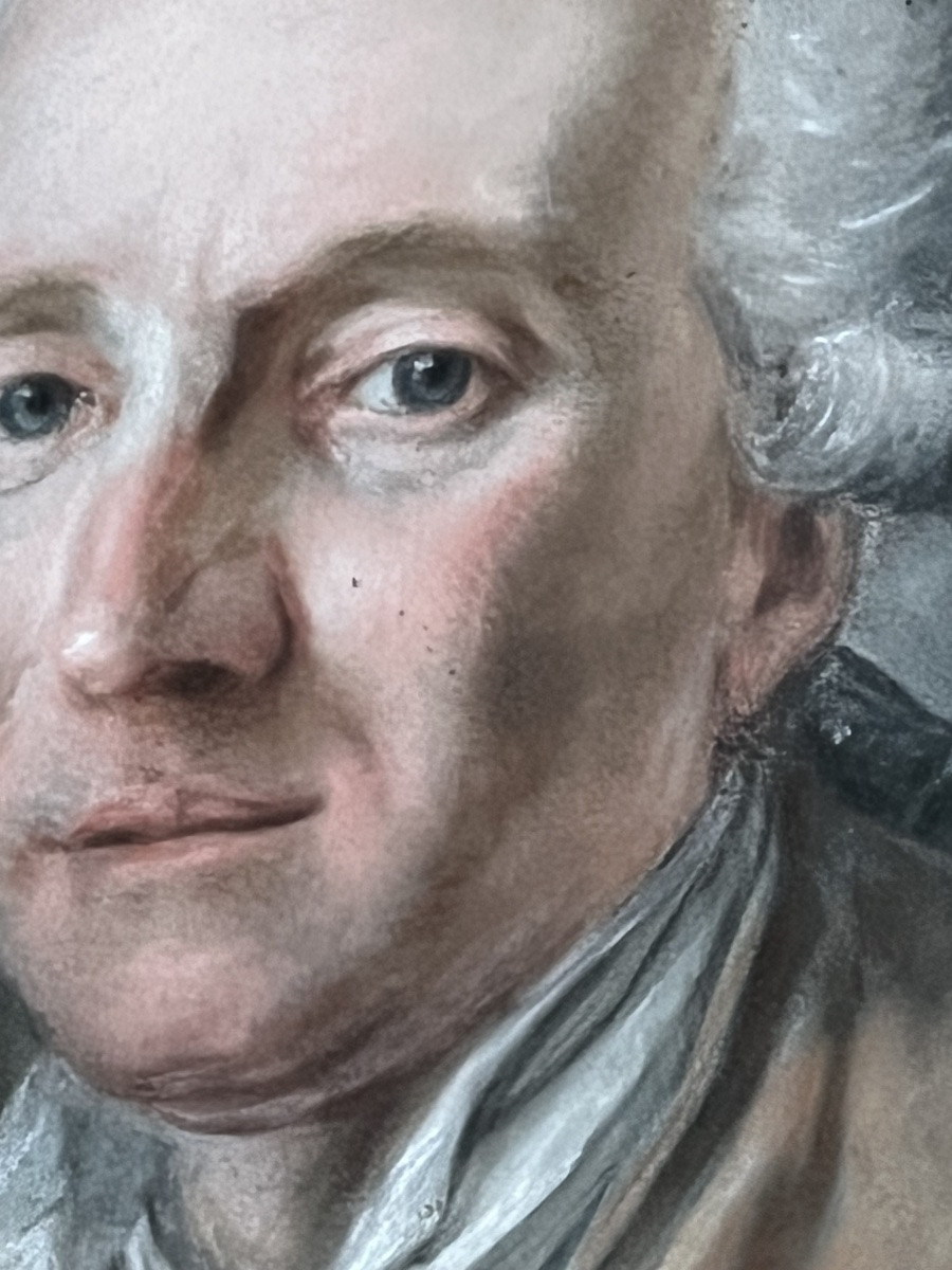 Portrait Of A Man With A Seashell. Naturalist. Pastel On Vellum. Last Third Of The 18th Century.-photo-2