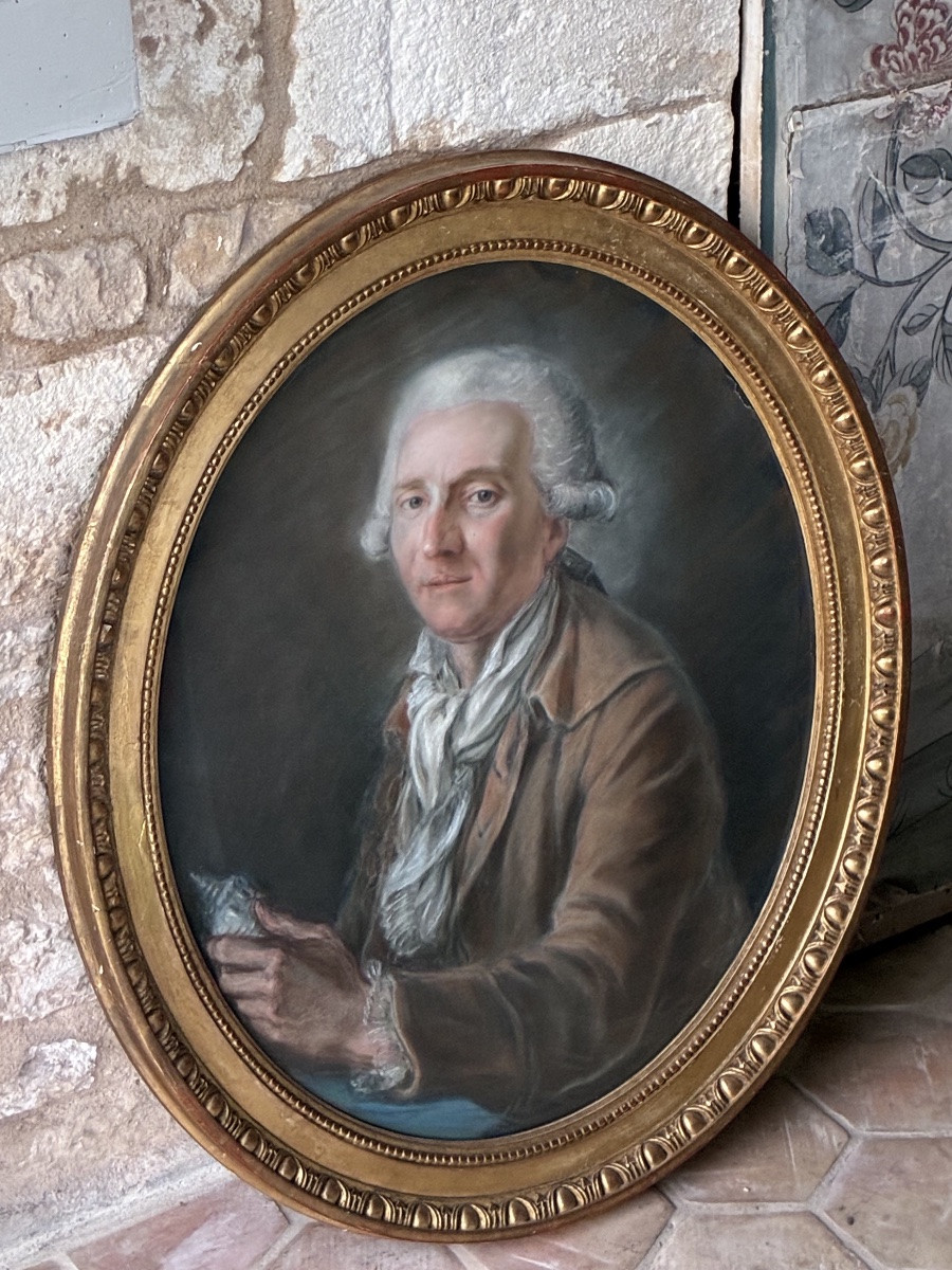 Portrait Of A Man With A Seashell. Naturalist. Pastel On Vellum. Last Third Of The 18th Century.-photo-8