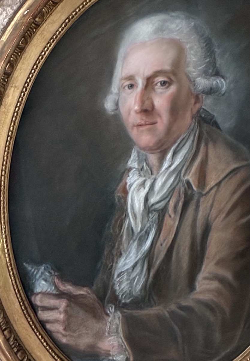 Portrait Of A Man With A Seashell. Naturalist. Pastel On Vellum. Last Third Of The 18th Century.