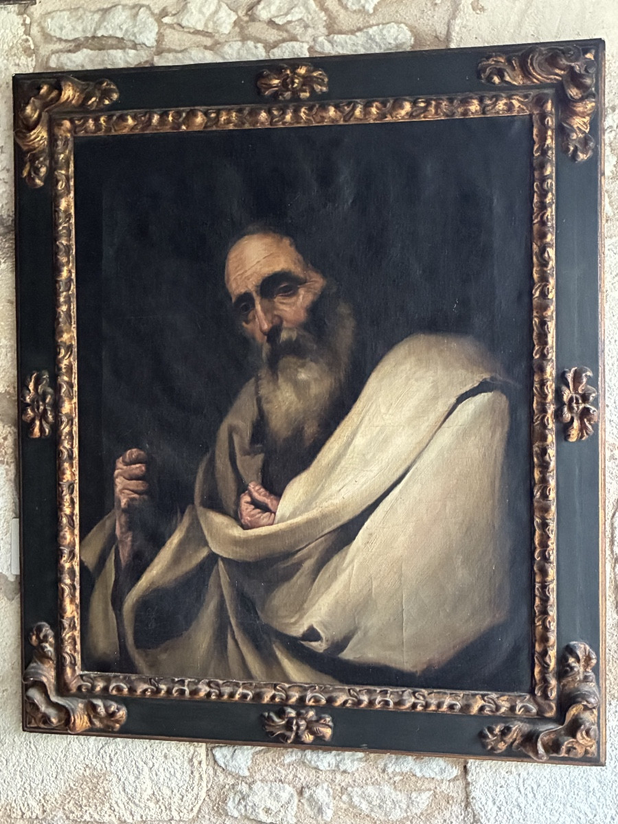 Saint Bartholomew After Ribera. Oil On Canvas, Framed. 19th Century. Height 77 Cm