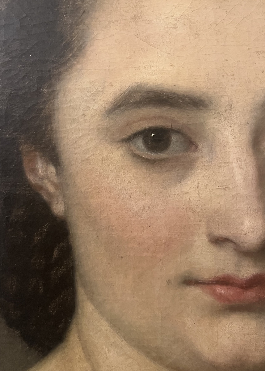 Hugues Merle (1823–1881). Portrait Of His Niece Marie Bessières. Dedicated. 1863. Oil On Canvas-photo-1