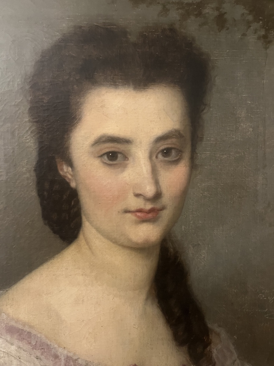 Hugues Merle (1823–1881). Portrait Of His Niece Marie Bessières. Dedicated. 1863. Oil On Canvas-photo-4