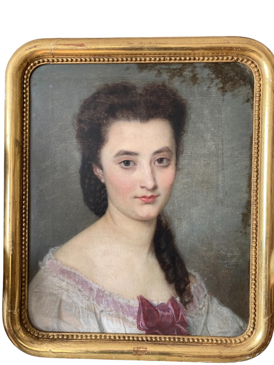 Hugues Merle (1823–1881). Portrait Of His Niece Marie Bessières. Dedicated. 1863. Oil On Canvas-photo-5