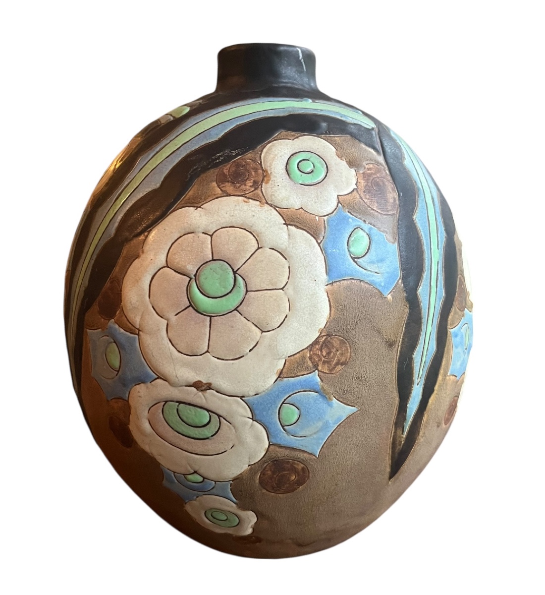 Charles Catteau Boch Frère La Louvière Grès Kéramis Circa 1928 Vase . H 23.5 Cm 