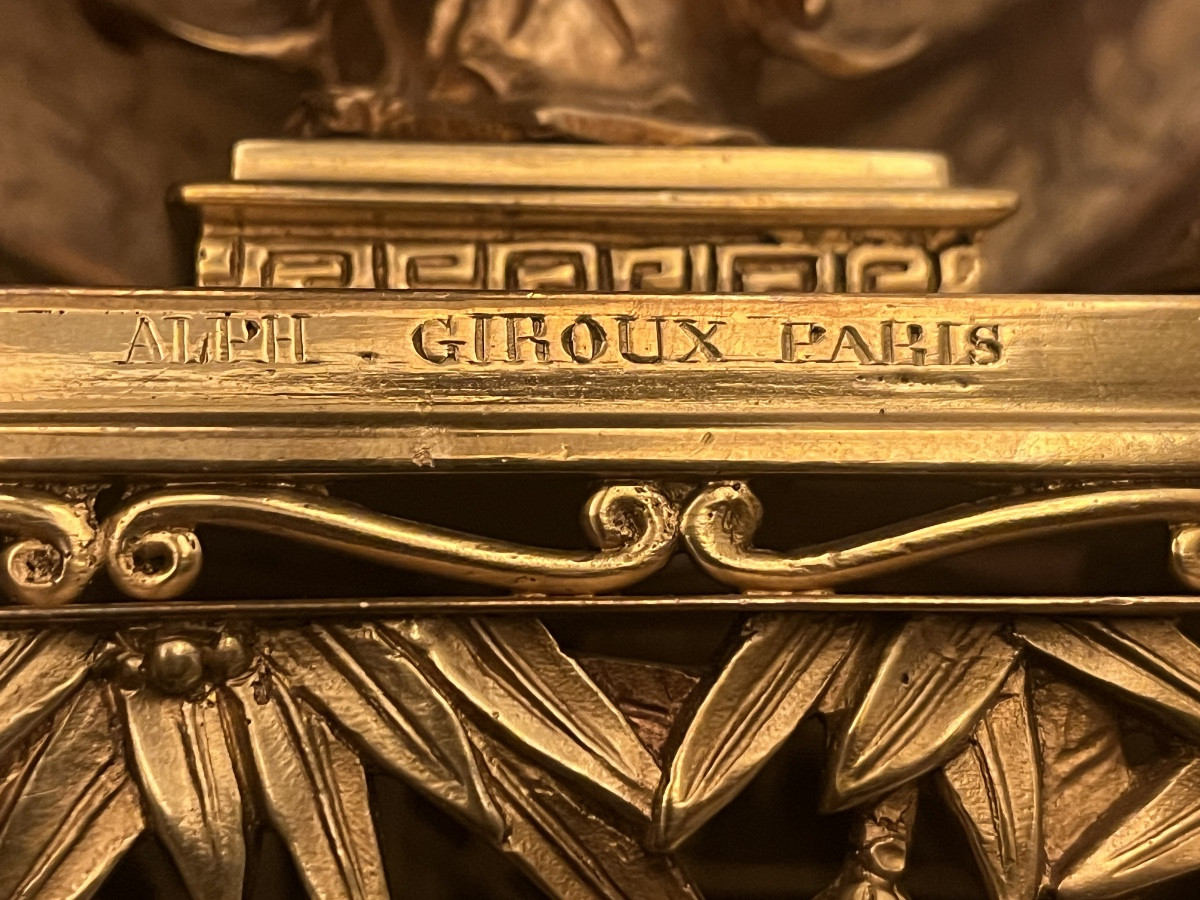 A.Giroux Paris. Encrier en bronze doré. Au chinois lettré dragons & Bambous  Bronze Doré . XIX°-photo-8