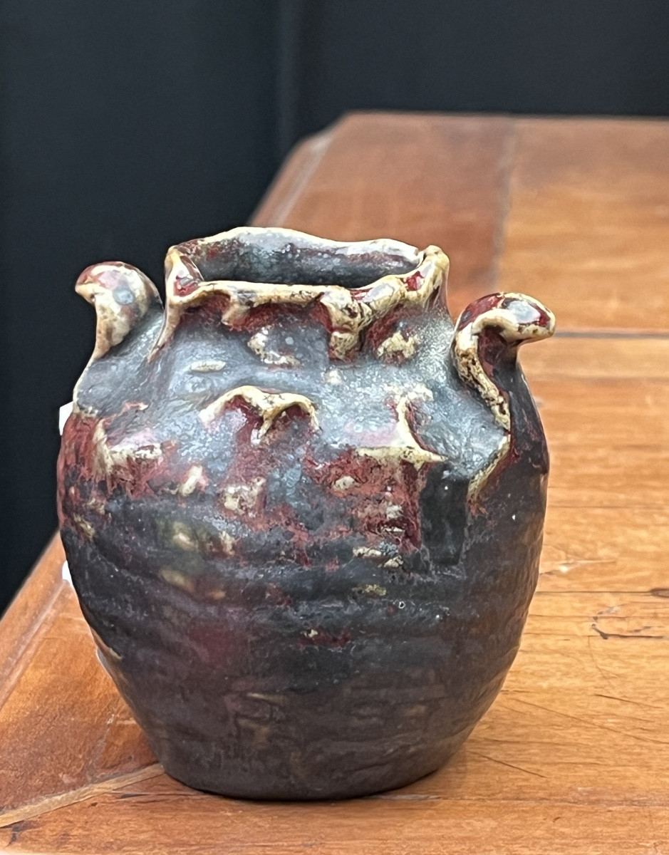 Adrien Dalpayrat. Vase organique 1893-1906 grès emaillé h 7.4 cm-photo-2