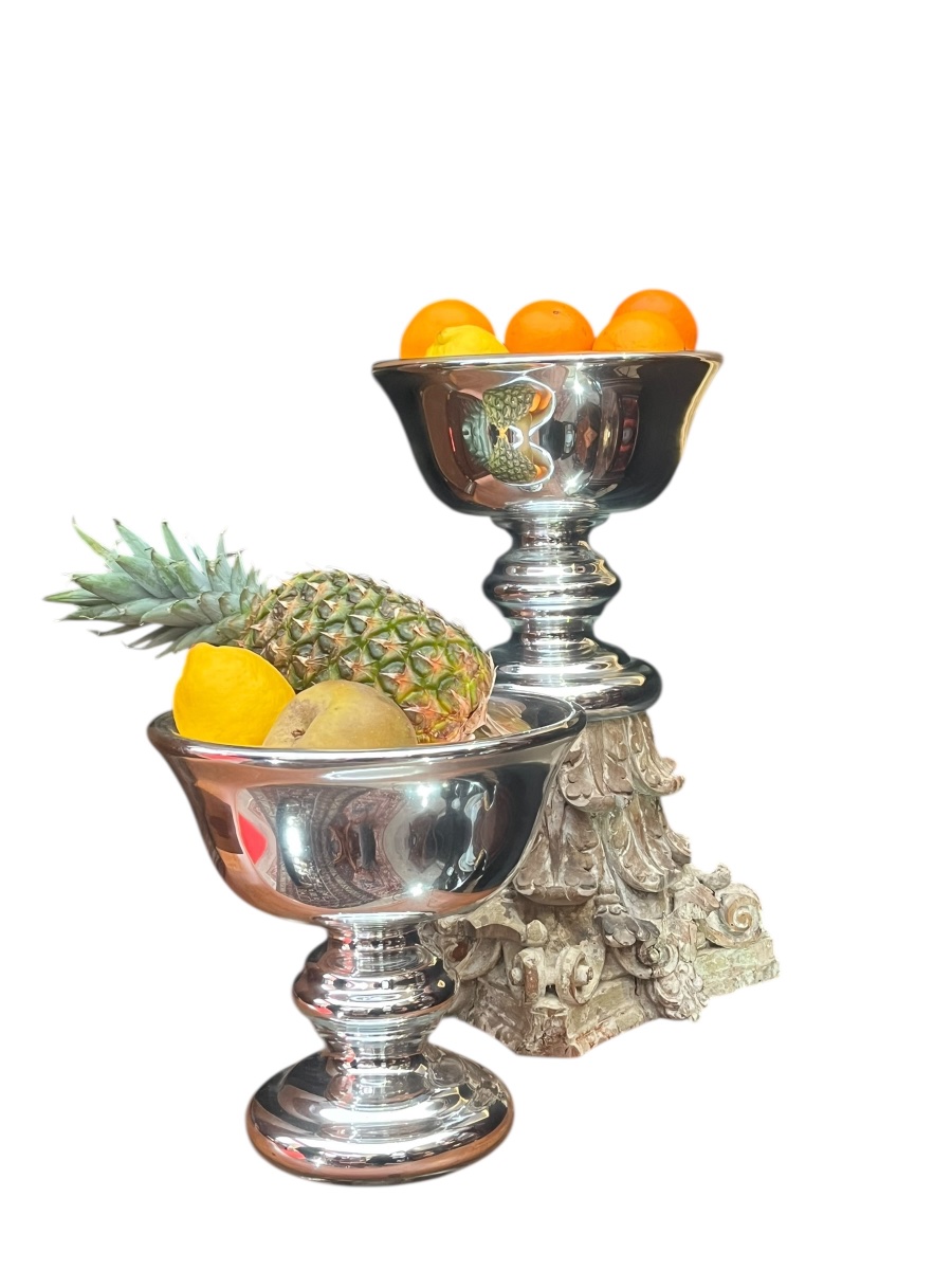 Pair Of Cups. Eglomisé Glass. Height 27.3 Cm. 20th Century. -photo-3