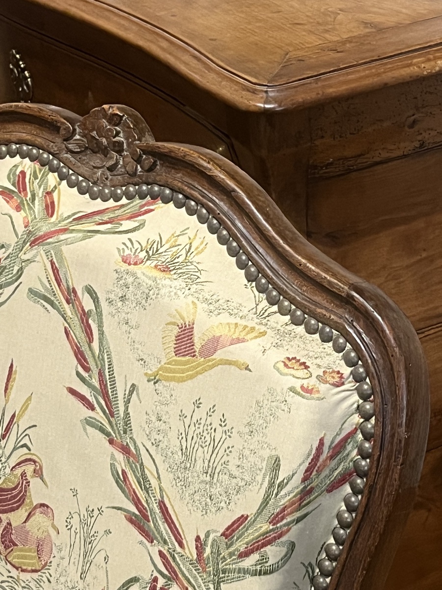 A Pair Of Louis XV Armchairs. Queen-style Backrest In Molded Beech. -photo-1