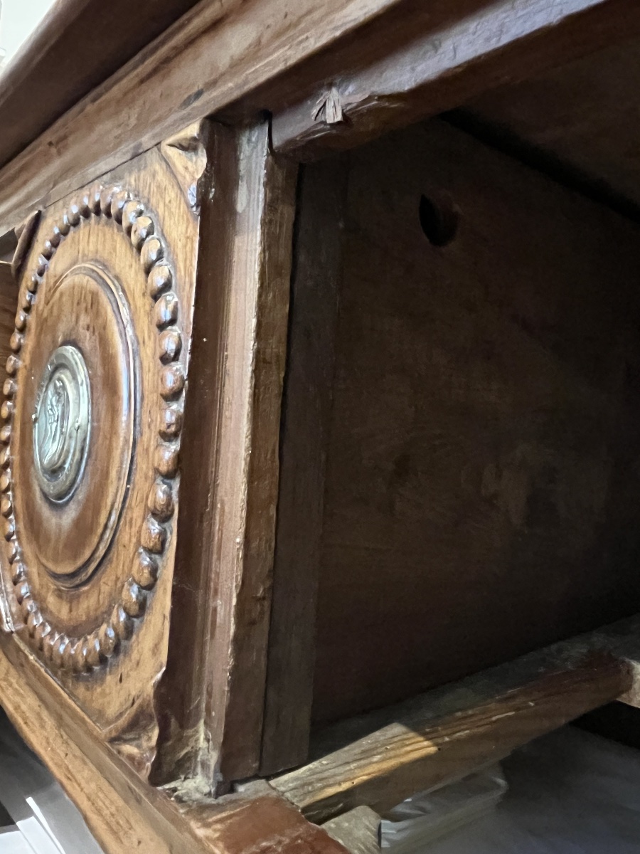 Louis XVI-style Cherry Wood Chest Of Drawers.  Brass Fittings Stamped "la Nation La Loi Le Roi" L 134 Cm-photo-7