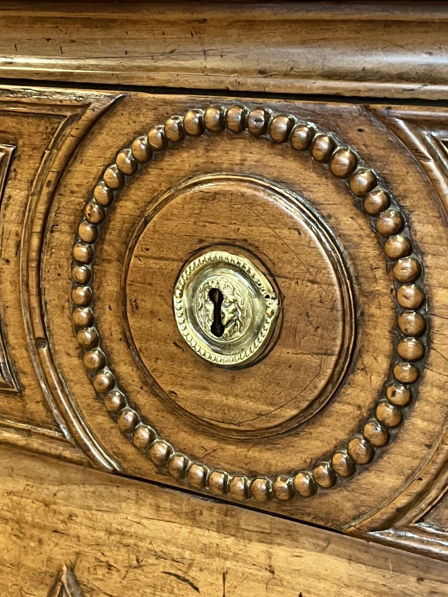 Louis XVI-style Cherry Wood Chest Of Drawers.  Brass Fittings Stamped "la Nation La Loi Le Roi" L 134 Cm-photo-8