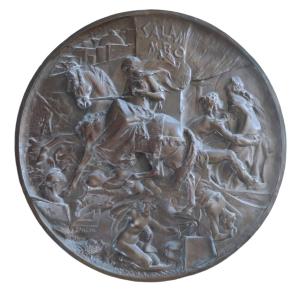 Bas Relief Salammbô. Bronze Signed A. Lanson (1851 - 1898) Ferdinand  Barbedienne. Orientalism 62 Cm