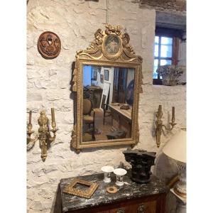 Louis XVI Style Mirror In Gilded Wood. H 115 Cm .- 45,27 In